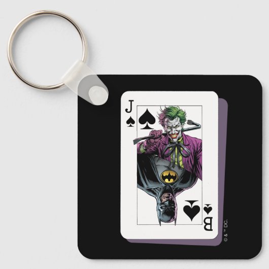 Joker and Batman Spade Playing Card Illustration Schlüsselanhänger (Vorderseite)