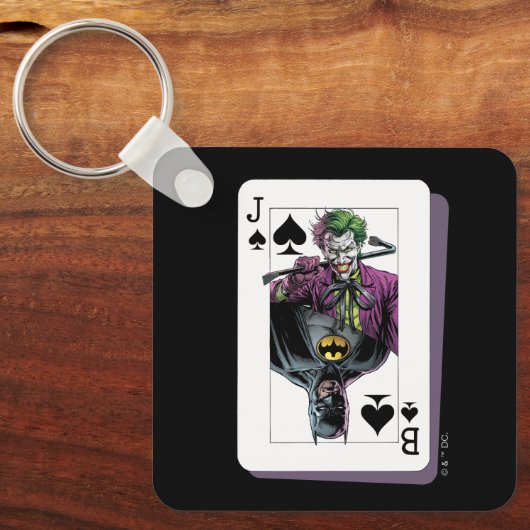 Joker and Batman Spade Playing Card Illustration Schlüsselanhänger (Vorderseite)