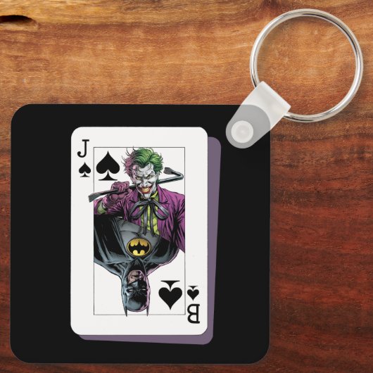 Joker and Batman Spade Playing Card Illustration Schlüsselanhänger (Rückseite)