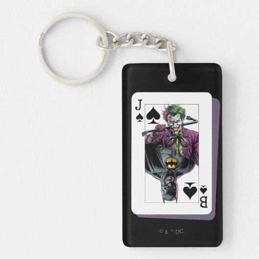 Joker and Batman Spade Playing Card Illustration Schlüsselanhänger (Vorderseite)