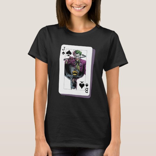 Joker and Batman Spade Playing Card Illustration T-Shirt (Vorderseite)