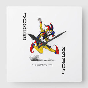 Joker Card Clownmusik Dance Banjo Guitar Quadratische Wanduhr