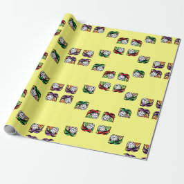 Joker farbige Hüte gelb Geschenkpapier
