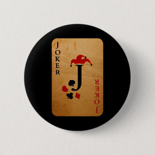 Joker-Kartenkostüm Halloween-Kartendecke Button