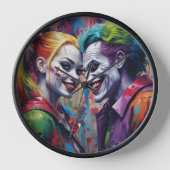 Joker Liebe Grafitty Harley Quinn Wall Clock Coupl Uhr (Vorderseite)
