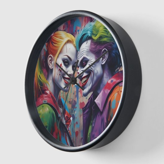 Joker Liebe Grafitty Harley Quinn Wall Clock Coupl Uhr (Winkel)