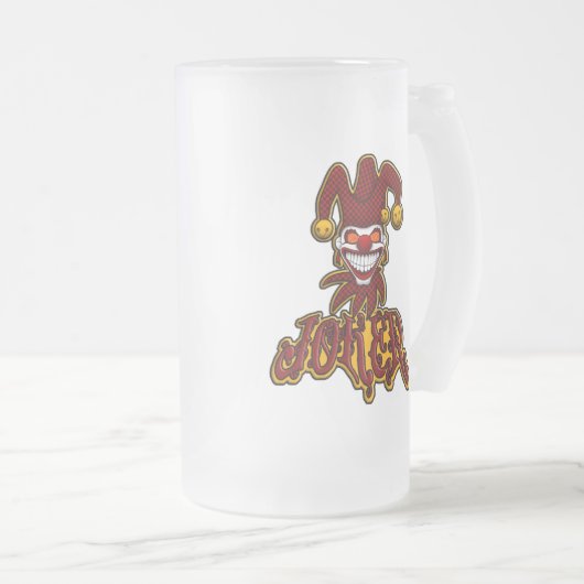 Joker-mattierte Bier-Tasse Mattglas Bierglas (VorderseiteRechts)