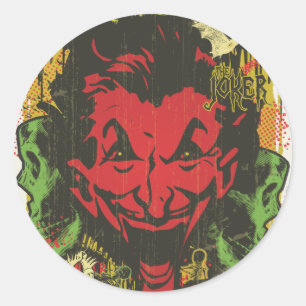 Joker Retro Comic Book Montage Runder Aufkleber