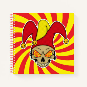 Joker Rot Gelb Wirbel Augen Screwball Grafiken  Notizblock