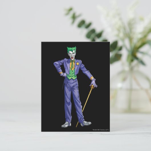 Joker steht mit Cane Postkarte (Stehend Vorderseite)