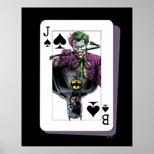 Joker und Batman Pik Spielkarte Illustration Poster