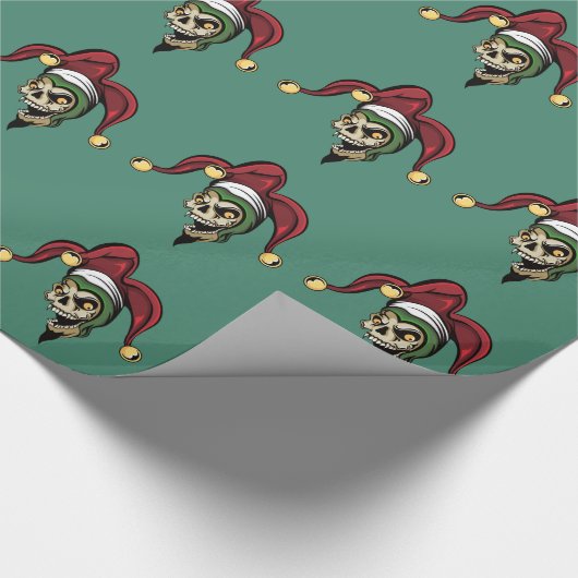 Joker-Zombie-Schädel Geschenkpapier (Ecke)