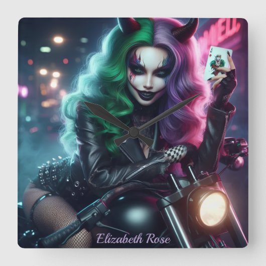 Joker's Wild Quadratische Wanduhr (Vorderseite)