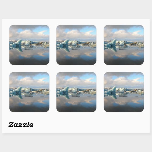 Jokulsarlon-Eisberg-Spiegelaufkleber Quadratischer Aufkleber (Blatt)