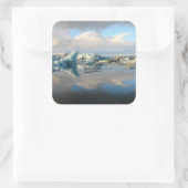 Jokulsarlon-Eisberg-Spiegelaufkleber Quadratischer Aufkleber (Tasche)