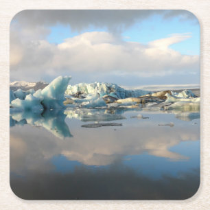 Jokulsarlon Eisbergsee-Reflexions-Untersetzer Rechteckiger Pappuntersetzer