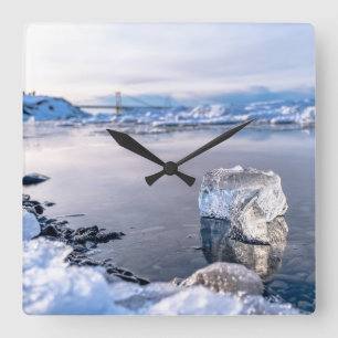 Jökulsárlón Gletscherlagune Eisberg Quadratische Wanduhr