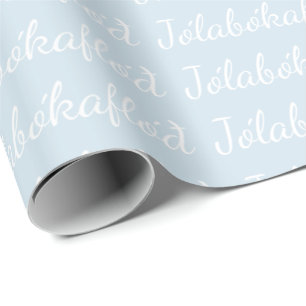 Jólabókaflóð Blau Weiße Weihnachtsbuchflut Geschenkpapier