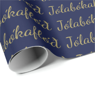 Jólabókaflóð Blauer Weihnachtsbuch Hochwasser Geschenkpapier
