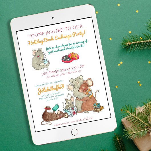 Jolabokaflod Christmas Book Exchange Einladung