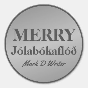 Jolabokaflod Gray Runder Aufkleber