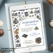 Jolabokaflod Holiday Book Exchange Hand Drawn Einladung