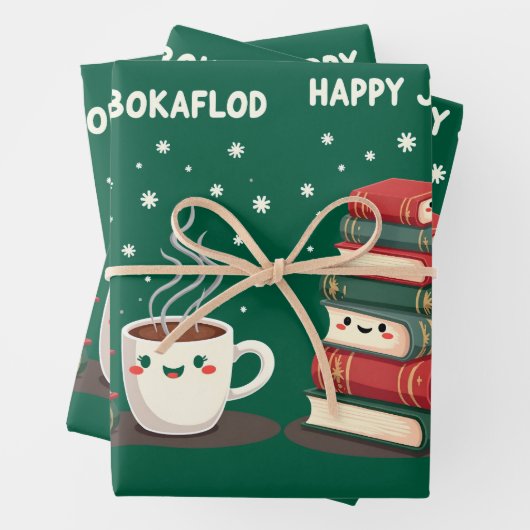 Jolabokaflod - Island Book Flood Geschenkpapier Set (Beispiel)