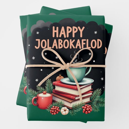 Jolabokaflod - Island Book Flood Geschenkpapier Set (Beispiel)