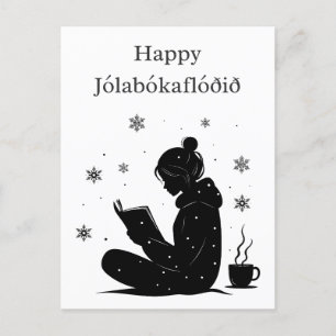 Jólabókaflóð – Isländische Bücherflut, Maßgeschnei Feiertagspostkarte