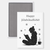 Jólabókaflóð - isländische Buchflut, Postergeschen Magnet (Vorderseite/Rückseite)