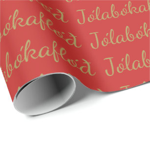 Jólabókaflóð rote Weihnachtsbuch-Flut Geschenkpapier