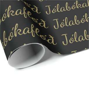 Jólabókaflóð schwarze Weihnachtsbuch-Flut Geschenkpapier
