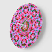 JolChristmas Pink Green Red Merry Star Muster Große Wanduhr (Winkel)