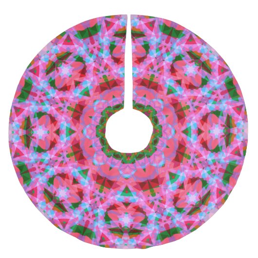 JolChristmas Pink Green Red Merry Star Muster Polyester Weihnachtsbaumdecke (Vorderseite)