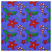 JolChristmas Poinsettia Holly Candy Cane Stoff