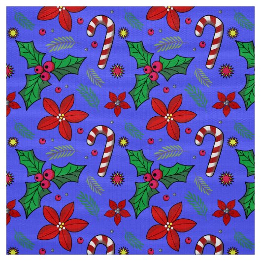JolChristmas Poinsettia Holly Candy Cane Stoff (Muster)