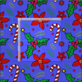 JolChristmas Poinsettia Holly Candy Cane Stoff (Kachel)
