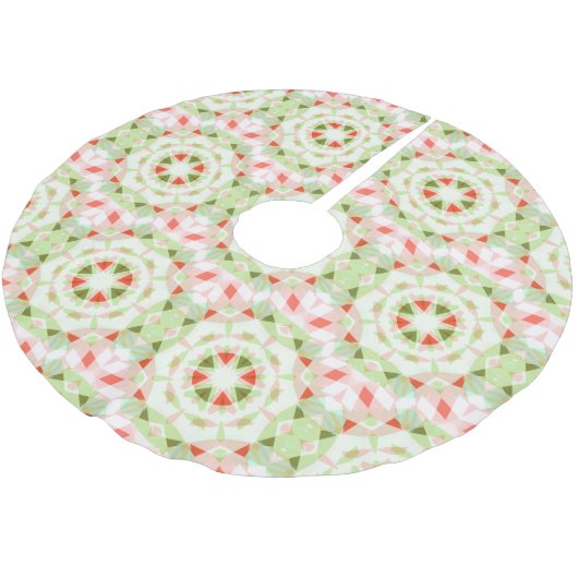 JolChristmas Red Green Pink Merry Star Muster Polyester Weihnachtsbaumdecke (Schrägansicht)