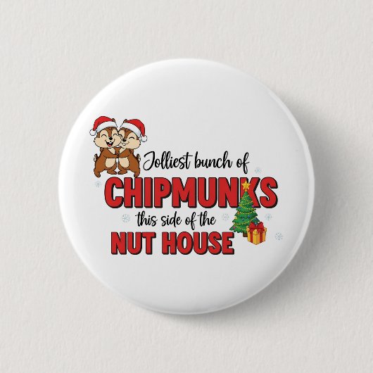 Jolest Bunch von Chipmunks Diese Seite Weihnachten Button (Vorderseite)