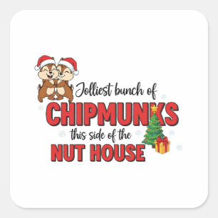 Jolest Bunch von Chipmunks Diese Seite Weihnachten Quadratischer Aufkleber