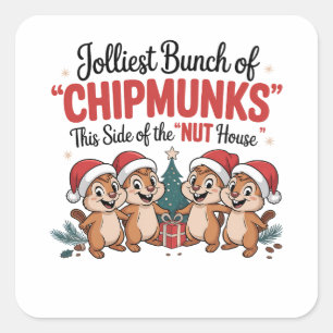 Jolest Bunch von Chipmunks Funny Rodents Xmas Quadratischer Aufkleber
