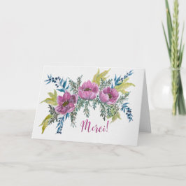 Jolie Anémone Rose Merci Carte de Remerciement Karte