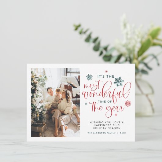 JOLIE Boho Die schönste Zeit Weihnachtskarte Einladung (Stehend Vorderseite)