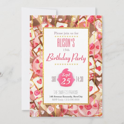 Jolie carte d'invitation de Fête Anniversaire Einladung (Vorderseite)