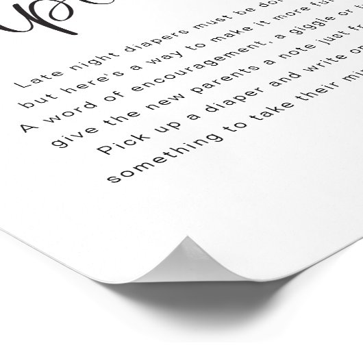 JOLIE Minimal Spate Night Diapers Baby Shower Game Poster (Ecke)