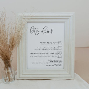 JOLIE Minimalist Boho Lasst uns Trinken Bar Menü S Poster