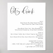 JOLIE Minimalistisch Boho Let's Drink Bar Menu Sig Poster (Vorne)