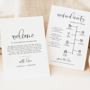 JOLIE Minimalistisch Boho Welcome Letter Timeline  Menükarte