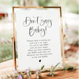 JOLIE Minimalistisch Don't Say Baby Shower Game Si Poster
