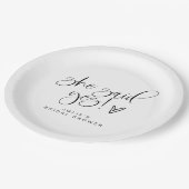 JOLIE Minimalistisch She Said Yes Heart Brautparty Pappteller (Schrägansicht)